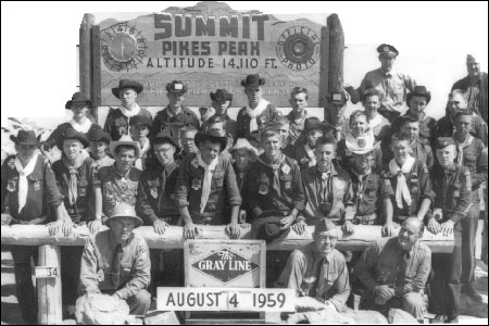 1959 Philmont group at Summit Pikes Peak